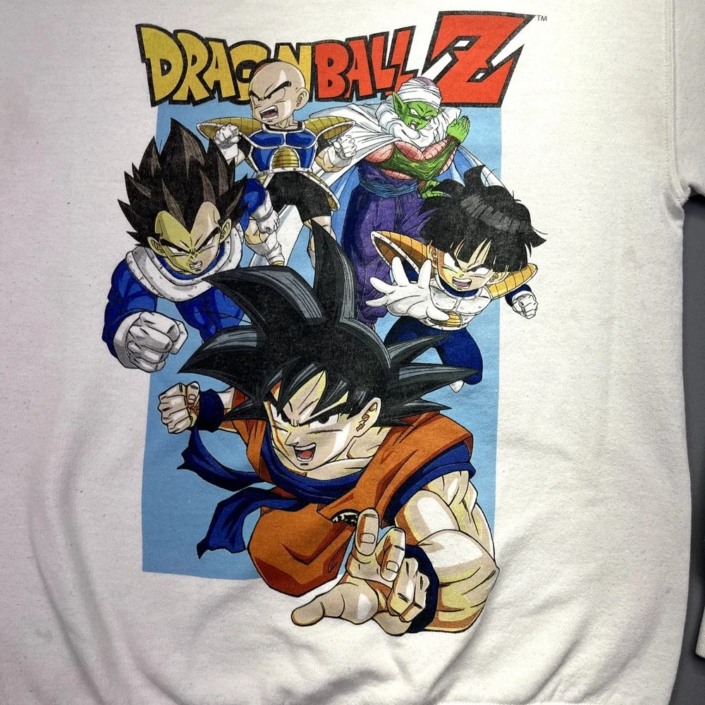 TOEI‎ DRAGONBALL Z SweatShirt Sz XS Cotton Blend White Used Licensed Stained VTG